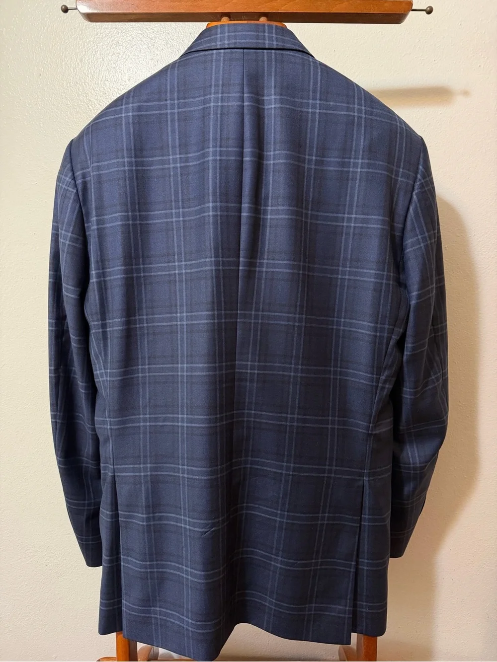PETER MILLAR Men’s Blue Plaid Wool Twill Sport Coat 42R Lined 2-Button